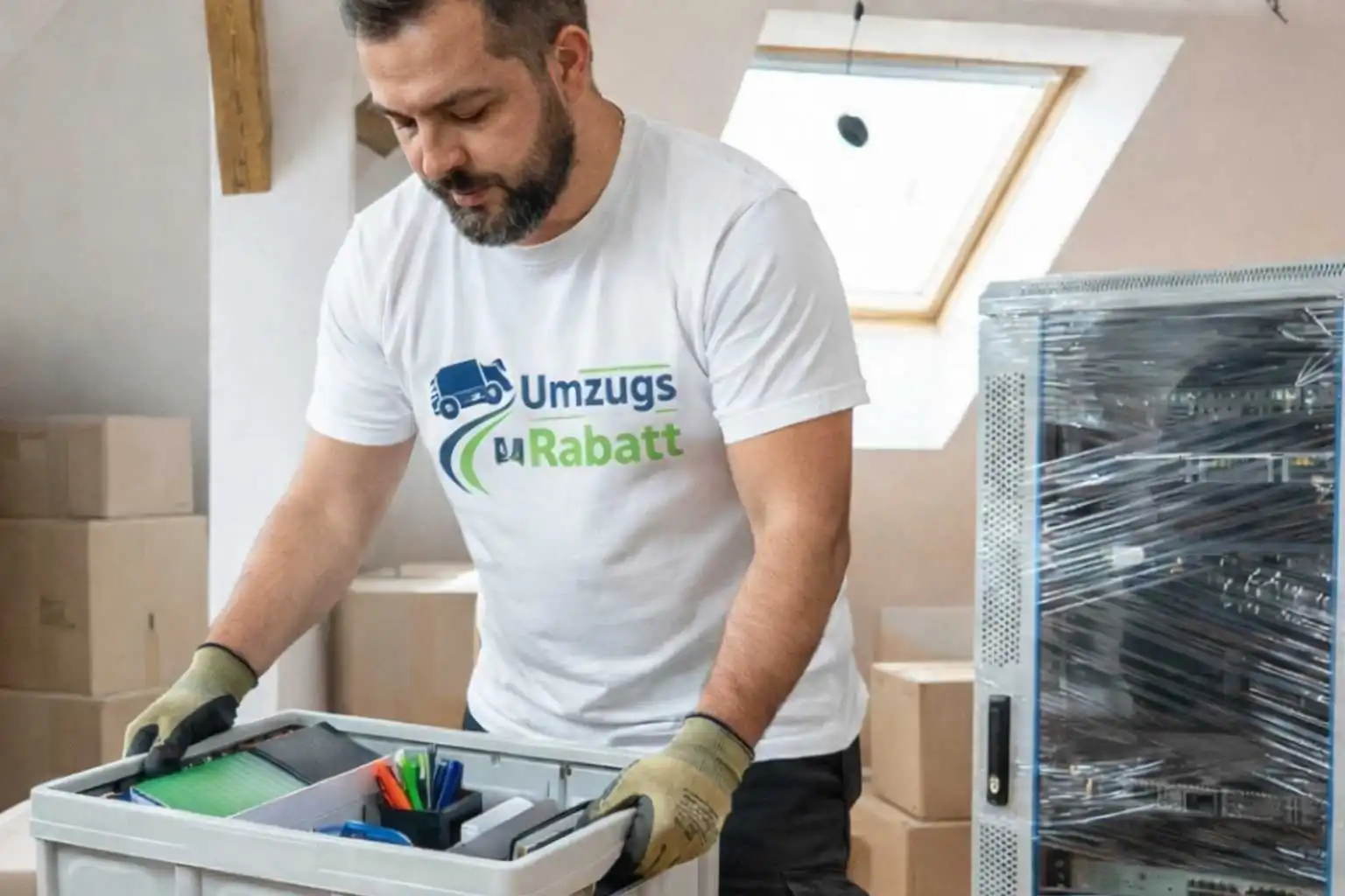 UmzugsRabatt-Team beim professionellen Verladen von Möbeln