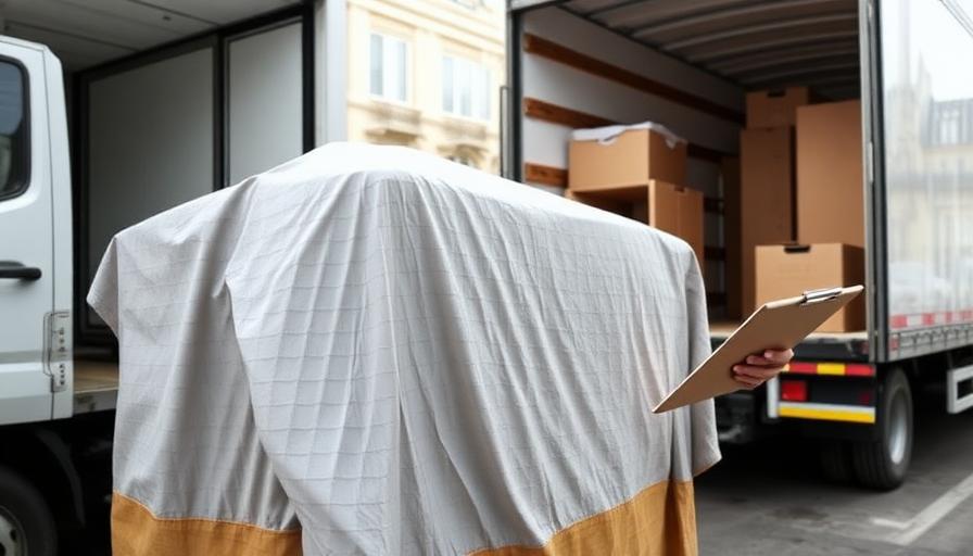 Haftung und Versicherung beim Umzug – Möbelpacker mit Schutzdecke und Klemmbrett vor Umzugswagen