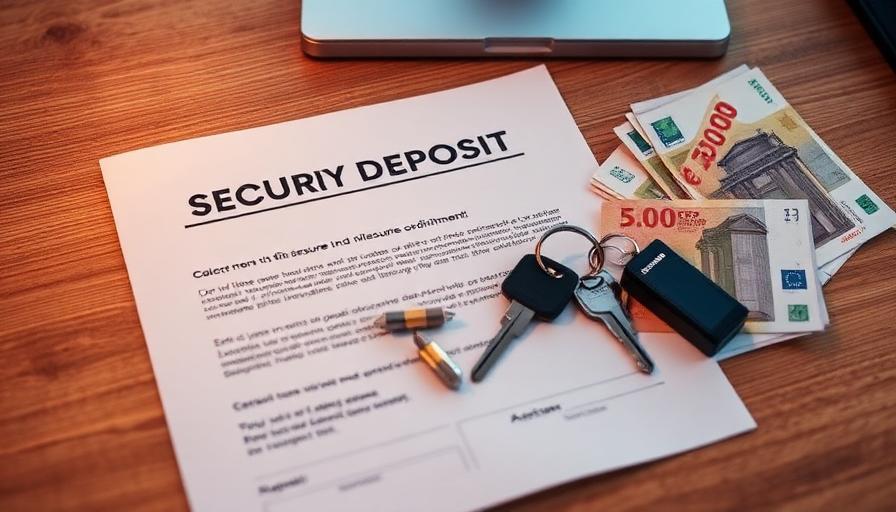 Mietkaution – Kautionsdokument mit Wohnungsschlüssel und Euroscheine auf Schreibtisch