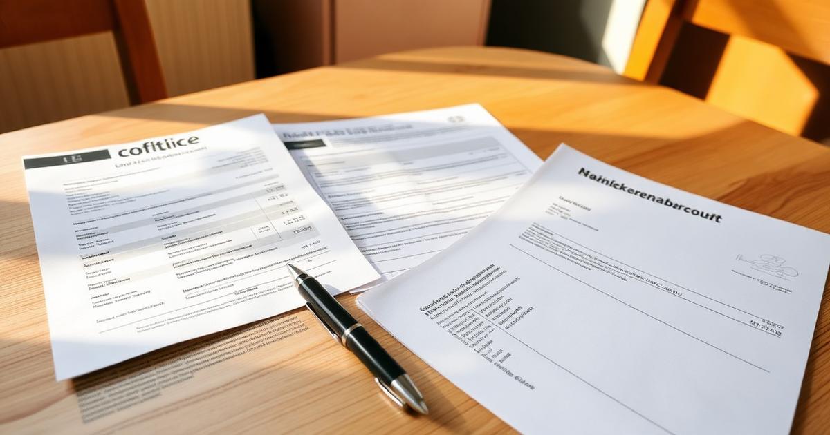 Nebenkostenabrechnung – Dokumente und Abrechnungsunterlagen auf Schreibtisch mit Stift